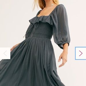 Free People Oasis Smocked Midi Dress Xs